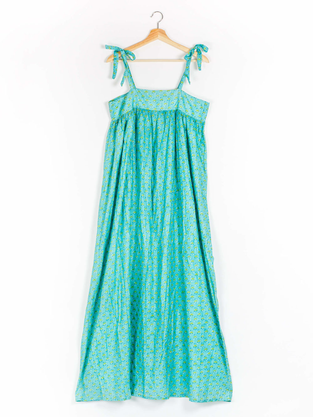 green spring slip kaftan dress
