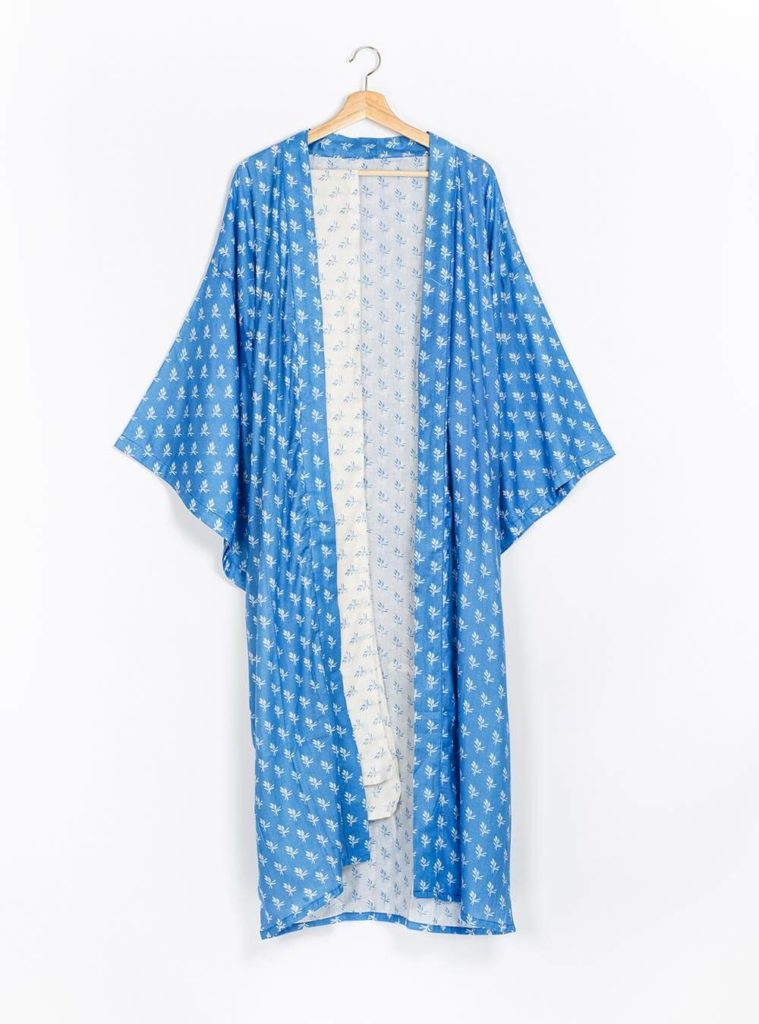 Blue axe Supersize Kimono flower pattern blue handmade in kenya