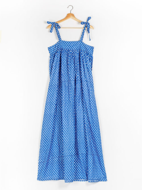 blue bud kaftan slip dress