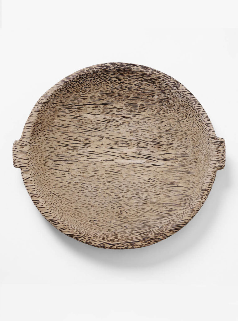 Round wood tray with Handles made of soft yet durable mango wood hand